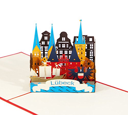 Lübeck Skyline - 3D Karte/Pop-Up Karte/Grußkarte zum Aufklappen von 3D Kartenwelt