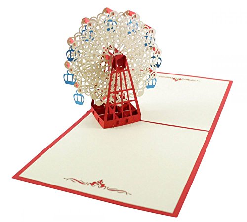 Riesenrad (Rot) als 3D Karte/Pop-Up Karte zum Geburtstag, als Glückwunschkarte oder Grußkarte verschenken von 3D Kartenwelt