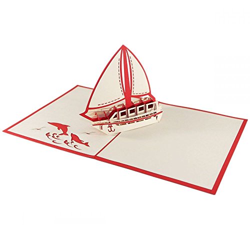 Segelboot Farbe Rot von 3D Kartenwelt