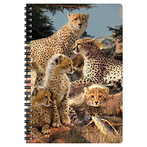 3D LiveLife A5 Notizbuch - Cheetah Clan von Deluxebase. 80-seitiges 3D-Geparden-Notizbuch. Schul- oder Büromaterial mit Kunstwerken, von renommierten Künstler David Penfound lizenziert von 3D LiveLife