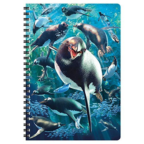 3D LiveLife A5 Notizbuch - Eselspinguin von Deluxebase. 80-seitiges 3D-Pinguin-Notizbuch. Schul- oder Büromaterial mit Kunstwerken, von renommierten Künstler David Penfound lizenziert von 3D LiveLife