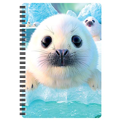 3D LiveLife A5 Notizbuch - Seehundwelpen von Deluxebase. 80-seitiges 3D-Seehund-Notizbuch. Schul- oder Büromaterial mit Kunstwerken, von renommierten Künstler David Penfound lizenziert von 3D LiveLife