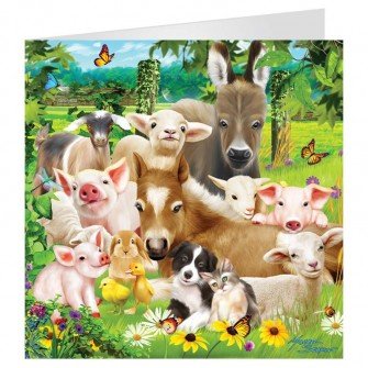 3D LiveLife Grußkarte - Baby Farm Tiere von Deluxebase. Bunte Pinguin-linsenförmige 3D-Karte für jeden Anlass und jedes Alter. Originalvorlage lizenziert von dem bekannten Künstler Michael Searle von 3D LiveLife