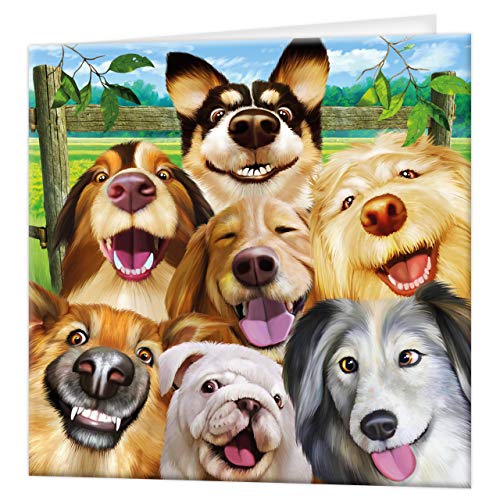 3D LiveLife Grußkarte - Canine Selfie von Deluxebase. Bunte Hunde-linsenförmige 3D-Karte für jeden Anlass und jedes Alter. Originalvorlage lizenziert von dem bekannten Künstler Micheal Searle von 3D LiveLife