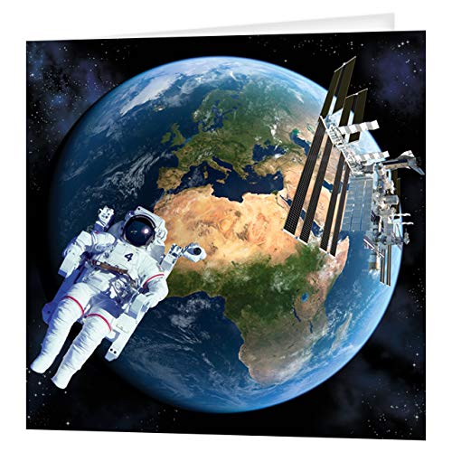 3D LiveLife Grußkarte - Erde aus dem Weltraum von Deluxebase. Bunte Astronaut Linsenförmig 3D-Karte für jeden Anlass und jedes Alter. Originalvorlage lizenziert vom bekannten Künstler David Penfound von 3D LiveLife