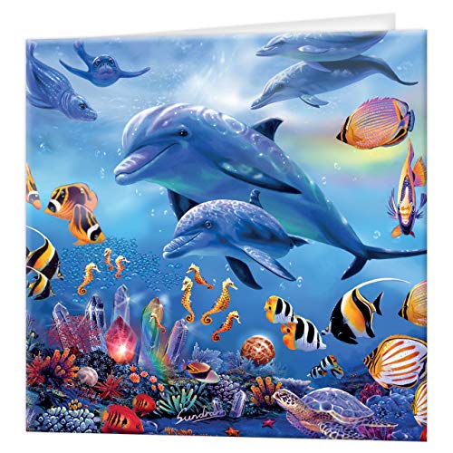 3D LiveLife Grußkarte - Seepferdchen Kingdom von Deluxebase. Bunte Meerestier-linsenförmige 3D-Karte für jeden Anlass und Alter. Originalvorlage lizenziert von dem bekannten Künstler Steve Sundram von 3D LiveLife