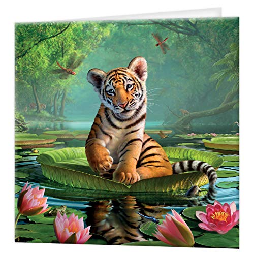 3D LiveLife Grußkarte - Tiger Lily von Deluxebase. Bunte Bengal Tiger Linsenförmig 3D-Karte für jeden Anlass und jedes Alter. Originalvorlage lizenziert von dem bekannten Künstler Jerry LoFaro von 3D LiveLife