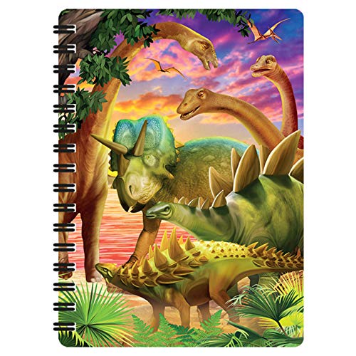 3D LiveLife Jotter - Dino Delight von Deluxebase. Linsenförmiges 3D Dinosaurier A6 Spiral-Notizbuch. Liniertes Notizbuch mit Kunstwerken, lizenziert vom bekannten Künstler Michael Searl von 3D LiveLife