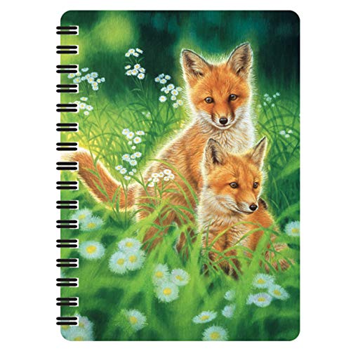 3D LiveLife Jotter - Frühlingsfüchse von Deluxebase. Linsenförmigeses 3D Fox A6 Spiral-Notizbuch. Ein liniertes Notizbuch mit Kunstwerken, die vom renommierten Künstler Oh Naito lizenziert wurden von 3D LiveLife