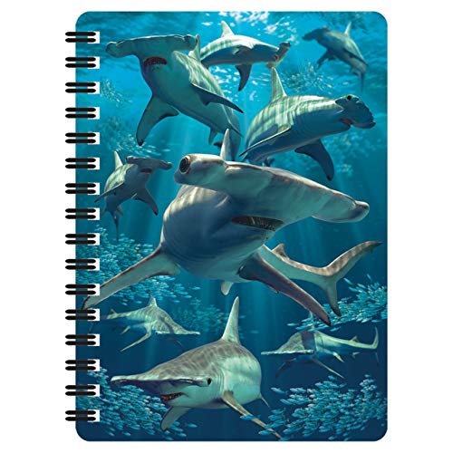 3D LiveLife Jotter - Hammerhai von Deluxebase. Lentikulärer 3D Shark A6 Spiralblock. Ein liniertes Notizbuch mit Kunstwerken, die vom bekannten Künstler David Penfound lizenziert wurden von 3D LiveLife