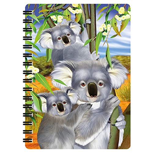 3D LiveLife Jotter - Koala Cuddle von Deluxebase. Linsenförmiges 3D Koalabär A6 Spiralblock. Ein liniertes Notizbuch mit Kunstwerken, die vom bekannten Künstler Michael Searle lizenziert wurden von 3D LiveLife