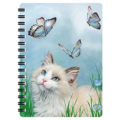 3D LiveLife Jotter - Ragdoll & Schmetterlinge von Deluxebase. Linsenförmiges 3D Cat A6 Spiralblock. Liniertes Notizbuch mit Kunstwerken, lizenziert von der bekannten Künstlerin Carol Cavalaris von 3D LiveLife