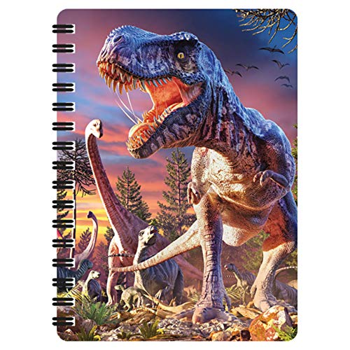 3D LiveLife Jotter - T-Rex-Angriff von Deluxebase. Linsenförmiges 3D Dinosaurier A6 Spiral-Notizbuch. Ein liniertes Notizbuch mit Kunstwerken, lizenziert vom bekannten Künstler David Penfound von 3D LiveLife