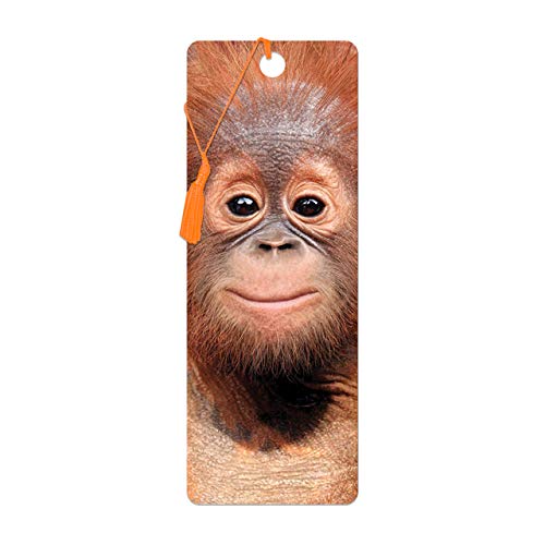 3D LiveLife Lesezeichen - Baby Orang-Utan von Deluxebase. Ein Orang-Utan-Lesezeichen mit linsenförmigen 3D-Kunstwerken, lizenziert vom bekannten Künstler David Penfound von 3D LiveLife