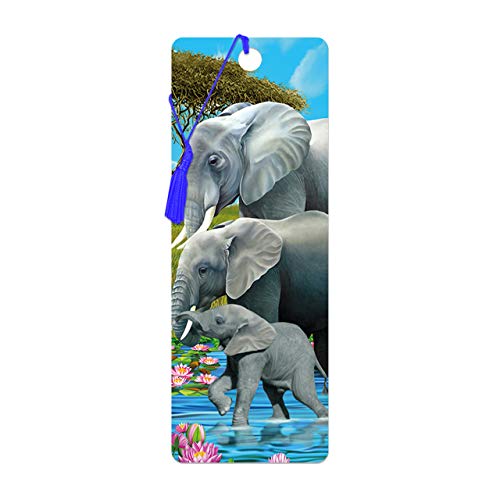 3D LiveLife Lesezeichen - Dickhäuter von Deluxebase. Ein Elefanten-Lesezeichen mit linsenförmigen 3D-Kunstwerken, lizenziert von dem bekannten Künstler Michael Searle von 3D LiveLife