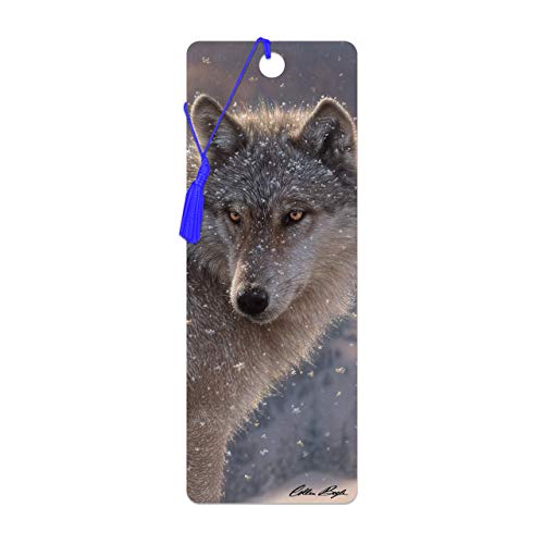 3D LiveLife Lesezeichen - Lone Wolf von Deluxebase. Ein Wolf-Lesezeichen mit linsenförmigen 3D-Kunstwerken, lizenziert vom renommierten Künstler Collin Bogle von Deluxebase