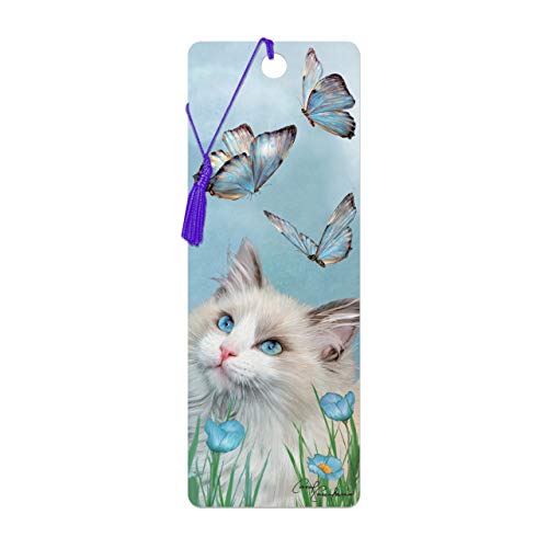 3D LiveLife Lesezeichen - Ragdoll & Schmetterlinge von Deluxebase. Ein Katzen-Lesezeichen mit linsenförmigen 3D-Kunstwerken, lizenziert von der bekannten Künstlerin Carol Cavalaris von 3D LiveLife