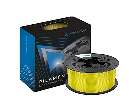 3DACTIVE Filament PET-G 1,75 mm, für 3D Drucker und 3D Stift, Maßgenauigkeit +/- 0,03mm, Vakuumverpackung, 1100g / 1.1KG (2.4 LBS) Spule - Gelb von 3D active