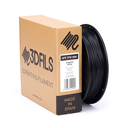 3DFILS - Flexibles Filament für 3D-Druck eFil TPU 90A: 1,75 mm, 500 g, Graphit von 3DFILS