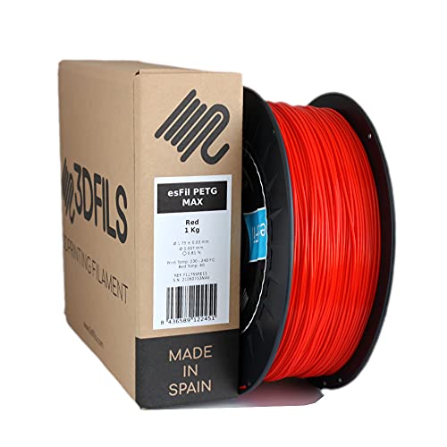 3DFILS - PETG Filament rot für 3D-Druck (1,75 mm / 1 kg, rot) von 3DFILS