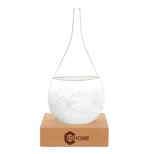 3DHOME Sturmglas, Mode Kreative Wassertropfen Glas Barometer, Wettervorhersage Flasche, Wetterstation,Verwendet für Heim- und Büro-Desktop-Dekoration, Weihnachtsgeschenke, Geburtstagsgeschenke (S) von 3DHOME
