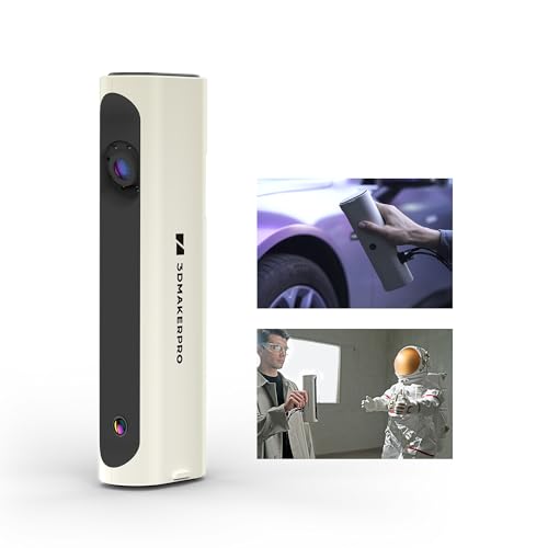 3DMakerpro 3D Scanner Lynx 0,1 mm Genauigkeit und 10 FPS Scangeschwindigkeit, tragbarer 3D-Scanner für 3D-Druckmodelle, Design mit intelligentem großflächigen Ausrichtungsalgorithmus - Standardpaket von 3DMakerpro