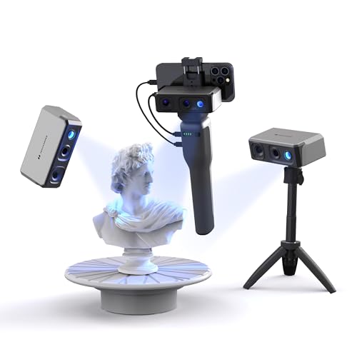 3DMakerpro 3D-Scanner mit 0,01 mm Genauigkeit, 24-Bit-Farbkamera, verwacklungssicheren optischen Linsen, 10 FPS Scangeschwindigkeit, tragbarer 3D-Scanner für 3D-Druck mit Smart Grip – Seal Luxury Kit von 3DMakerpro