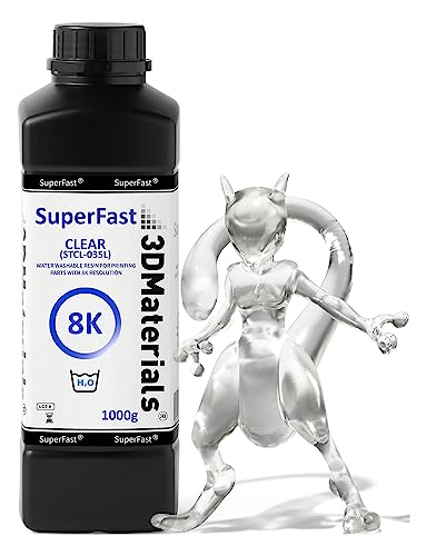 3DMaterials SuperFast 8K 22um Auflösung Wasserabwaschbares Harz, 0,5 Sek. Druck (50 um), hergestellt in Korea (1000g, Transparent) von 3DMaterials