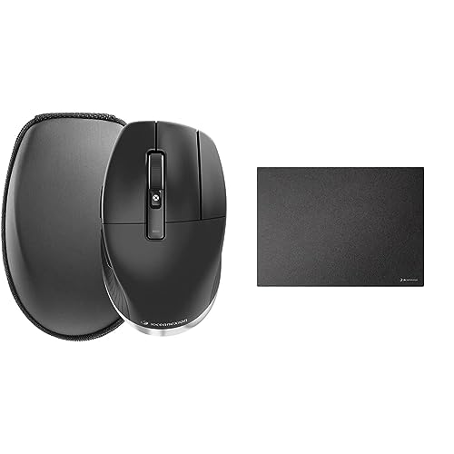 3Dconnexion CadMouse Pro Wireless (Ergonomische Maus, optisch, kabellos, USB-C, Rechtshänder), Matte Black & CadMouse Pad (Mauspad, schwarz) von 3Dconnexion