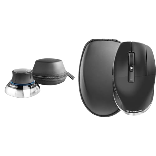 3Dconnexion SpaceMouse Wireless (3D-Maus, kabellos), schwarz & CadMouse Pro Wireless (Ergonomische Maus, optisch, kabellos, USB-C, Rechtshänder), Matte Black von 3Dconnexion