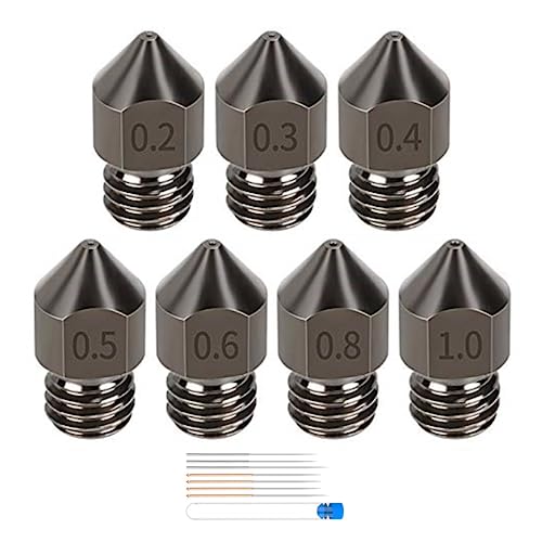 3Dman 7pcs MK8 Hardened Steel Nozzles 0.2mm 0.3mm 0.4mm 0.5mm 0.6mm 0.8mm 1.0mm + 7pcs Cleaning Needles for 3D Printers von 3Dman