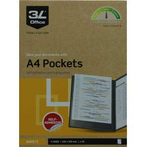 3L Sichttasche 220x305mm (A4) selbstklebend transparent VE=25 Stück von 3L