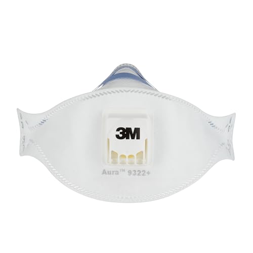 3M Aura 9322+, FFP2 Atemschutz-Maske mit Ventil, für Handschleifen und Elektrowerkzeugarbeit, FFP2-Maske, 5 Stück von Aura