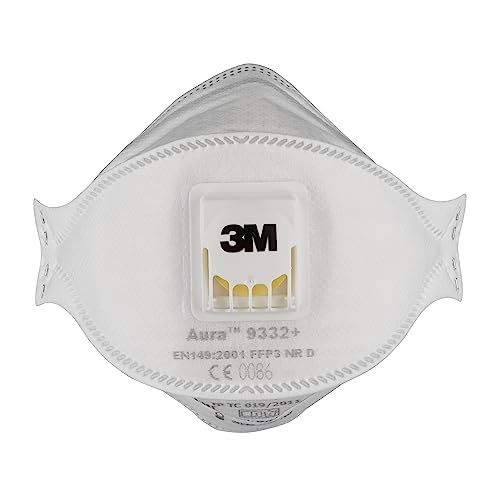 3M Aura Maske für Dämmstoffe und Hartholz 9332+, FFP3, mit Ventil, 10 pro Packung 3M Aura Maske für Dämmstoffe und Hartholz 9332+, FFP3, mit Ventil, 10 pro Packung von Aura