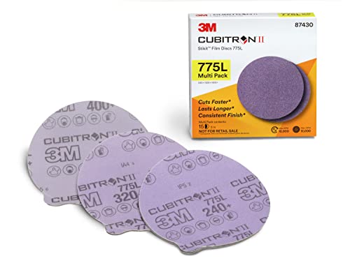 Cubitron II 3M Stikit Disc 775L, 87430, Multipack, 5 Zoll x NH, 240+, 320+, 400+ Beschichtung, Schnittwinkel, Flöte, Lila von 3M Cubitron II