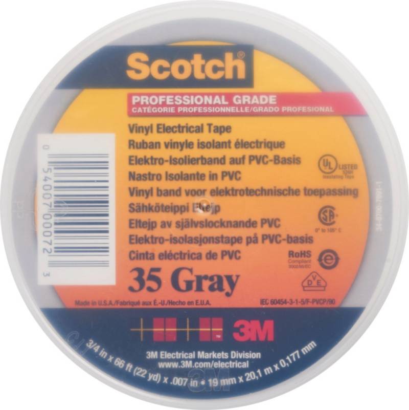 3M Deutschland PVC Elektro-Isolierband Scotch 35 19x20 grau 7100239019 von 3M Deutschland