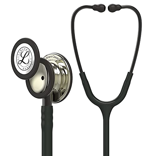 3M Littmann Classic III Stethoskop zur Überwachung, 5861, champagnerfarbenes Bruststück, schwarzer Schlauch, Schlauchanschluss und Ohrbügel in Rauchfarben, 69 cm von 3M Littmann