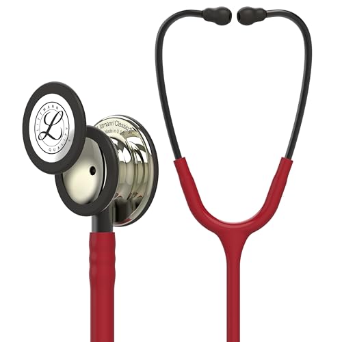 3M Littmann Classic III Stethoskop zur Überwachung, 5864, champagnerfarbenes Bruststück, burgunderroter Schlauch, Schlauchanschluss und Ohrbügel in Rauchfarben, 69 cm 3M Littmann Classic III Stethoskop zur Überwachung, 5864, champagnerfarbenes Bruststück, burgunderroter Schlauch, Schlauchanschluss und Ohrbügel in Rauchfarben, 69 cm von 3M Littmann