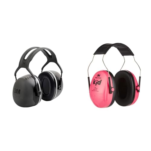 3M PELTOR X5 Kapselgehörschutz X5A Kopfbügel SNR 37 dB, Schwarz & Kid Gehörschutz Kinder -Pink/Rosa- Kapselgehörschutz von 3M PELTOR