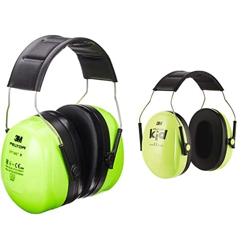 3M Peltor Optime III Kapselgehörschutz, Kopfbügel, Hi-Viz,SNR 35 dB,hohe Sichtbarkeit, grün Kapselgehörschutz für Kinder H510AK,Schützt vor Lärmpegeln im Bereich von 87-98 dB (SNR: 27 dB) von 3M Peltor