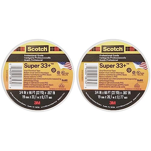3M 33+ Scotch Super Elektro Isolierband, Vinyl, 19 mm x 20,1m (Packung mit 2) von 3M Scotch