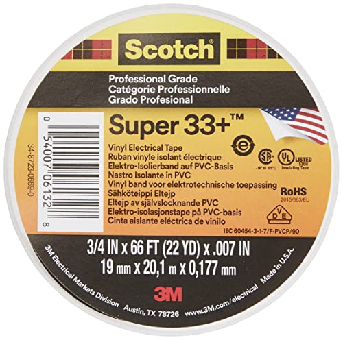 3M 33+ Scotch Super Elektro Isolierband, Vinyl, 19 mm x 20,1m von 3M Scotch
