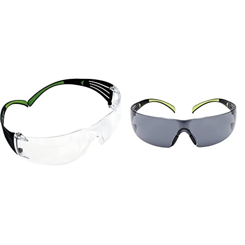 3M SecureFit Schutzbrille SF401AF, klar & 3M Schutzbrille SF400 GC1, grau – Komfortable Arbeitsschutzbrille mit Anti-Scratch-Beschichtung – Beidseitige UV, Anti-Kratz- & Anti-Beschlag-Beschichtung von 3M SecureFit
