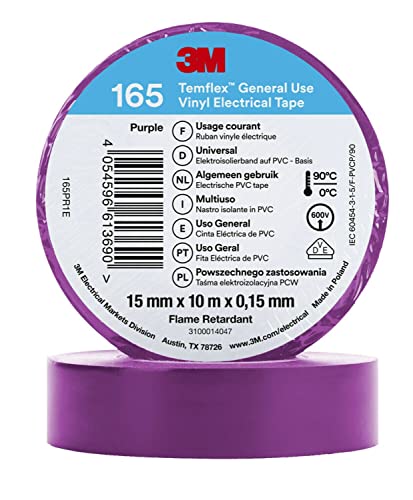 3M Temflex™ Vinyl-Isolierband 165, Violett, 15 mm x 10 m, 100 Rollen von 3M Temflex