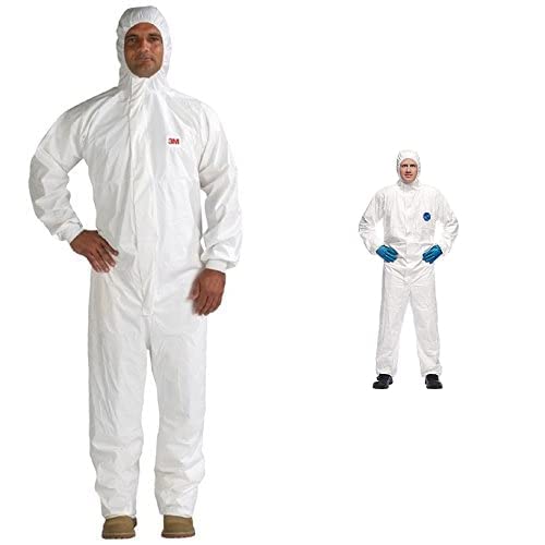 3M 4545L Schutzanzug, Typ 5/6, Größe L, Weiß & DuPont Tyvek 500 Xpert Chemikalienschutzkleidung mit Kapuze, KategorieII, Typ 5-B und 6-B Robust und Leicht Weiß Größe XL von 3M