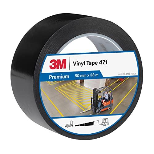 3M 471 Hochwertiges Weich-PVC-Klebeband, 50 mm x 33 m, Schwarz von 3M