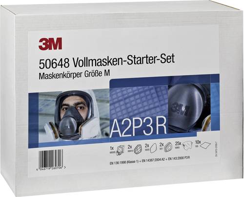 3M 50648 Atemschutz Vollmasken-Set A2P3 R Größe: M EN 136, EN 143, EN 14387 DIN 136, DIN 143, DIN von 3M