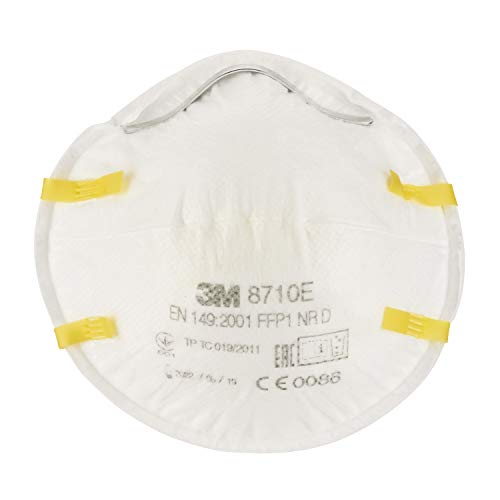 3M 8710EC3, Atemschutz-Maske FFP1, Partikelmaske für Handschleifarbeiten, individuell anpassbarer Nasenbügel, EN-Sicherheit zertifiziert, 3 Stück von 3M