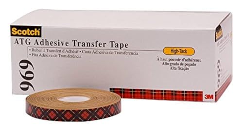 3M 969 ATG Klebstoff-Film, hohe Klebekraft, für Kunststoffe wie PE, PP, 12 mm x 33 m, Transparent (72-er Pack) von 3M