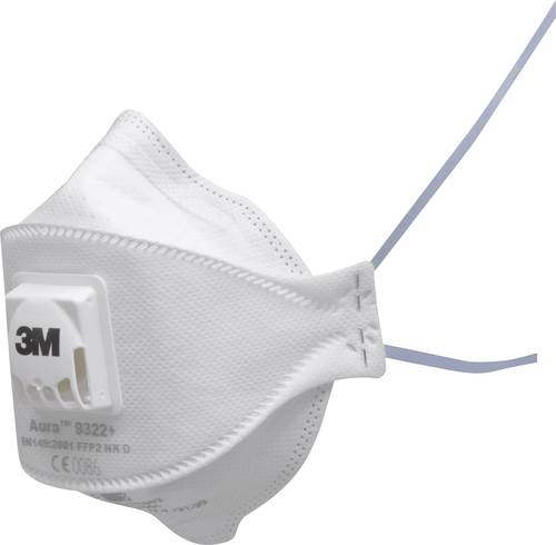 3M Aura™ 9322+ 9322+ Feinstaubmaske mit Ventil FFP2 D 10 St. EN 149:2001, EN 149:2009 DIN 149:2001 von 3M